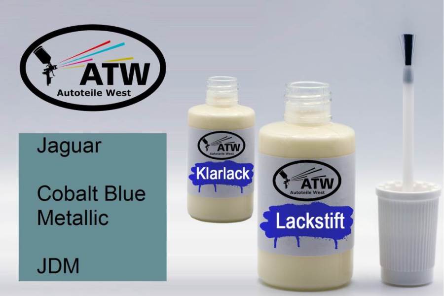 Jaguar, Cobalt Blue Metallic, JDM: 20ml Lackstift + 20ml Klarlack - Set, von ATW Autoteile West.